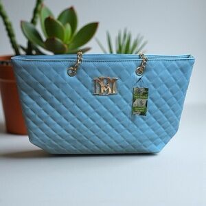 Badgley Mischka Quilted Blue Bag